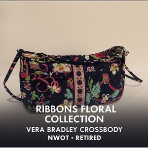 Vera Bradley Ribbons Crossbody  Navy Blue Floral Quilted Purse Cottagecore NWOT